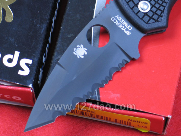美国蜘蛛SPYDERCO C41PSBBK黑色折刀 127名刀网