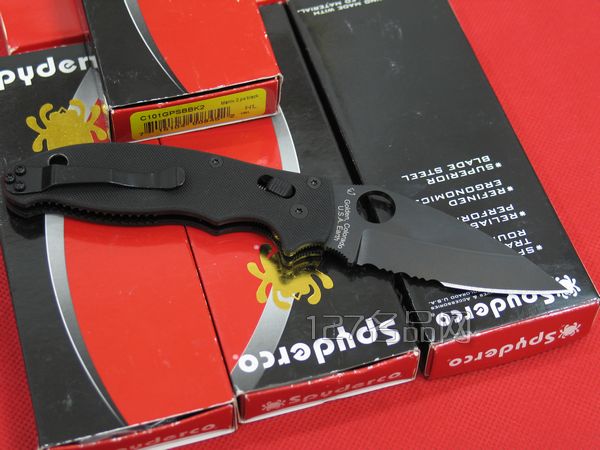 美国蜘蛛SPYDERCO C101GPSBBK2黑色半齿 127名刀网