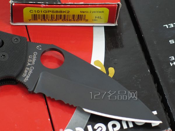 美国蜘蛛SPYDERCO C101GPSBBK2黑色半齿 127名刀网