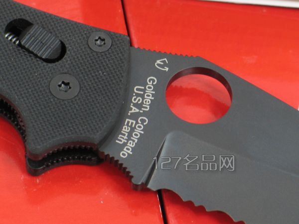 美国蜘蛛SPYDERCO C101GPSBBK2黑色半齿 127名刀网