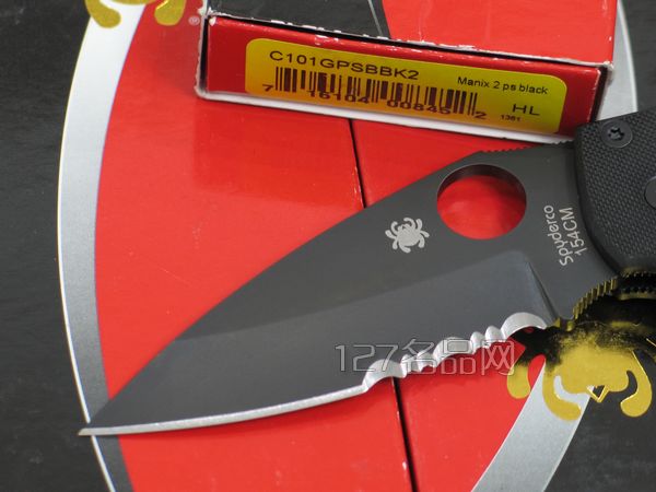 美国蜘蛛SPYDERCO C101GPSBBK2黑色半齿 127名刀网
