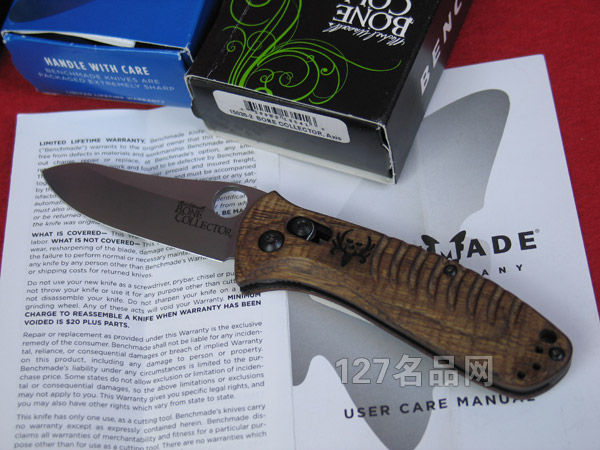 美国蝴蝶Benchmade 15030S-2核桃木柄折刀 美国蝴蝶Benchmade 15030S-2核桃木柄折刀