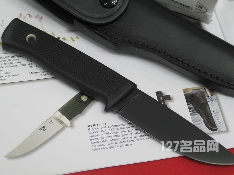 瑞典FK Fallkniven F1BL 黑色涂层皮鞘飞行员生存刀