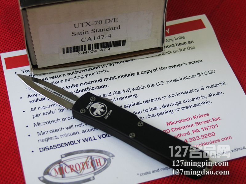 美国微技术MICROTECH CA147-4 UTX-70缎面双锋全刃直跳