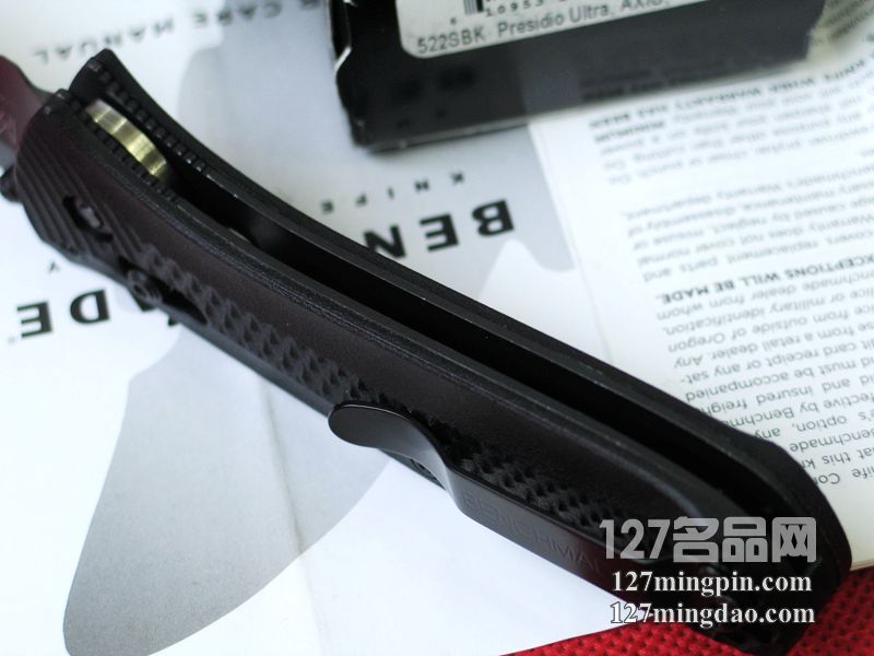 美国蝴蝶BENCHMADE 522SBK鱼尾防滑柄半齿战术折刀