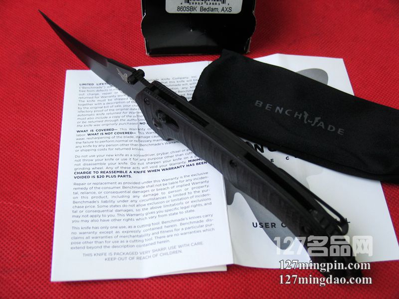 美国蝴蝶BENCHMADE 860SBK 疯狂格斗型弯刀黑色半齿