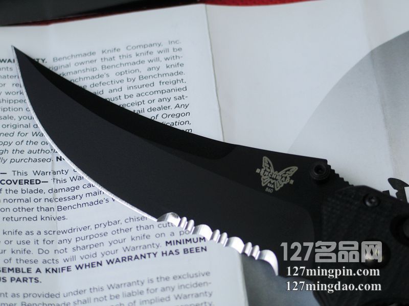 美国蝴蝶BENCHMADE 860SBK 疯狂格斗型弯刀黑色半齿