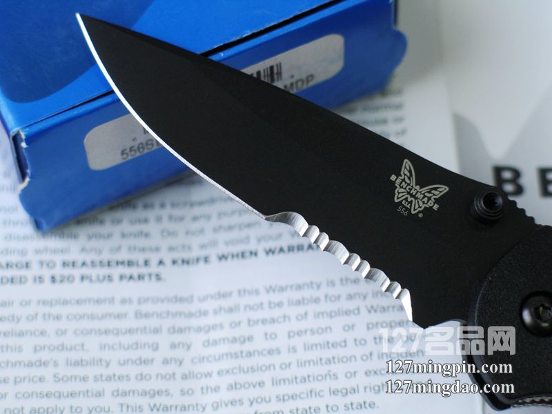 美国蝴蝶BENCHMADE 556SBK 迷你支配者 黑色半齿折刀