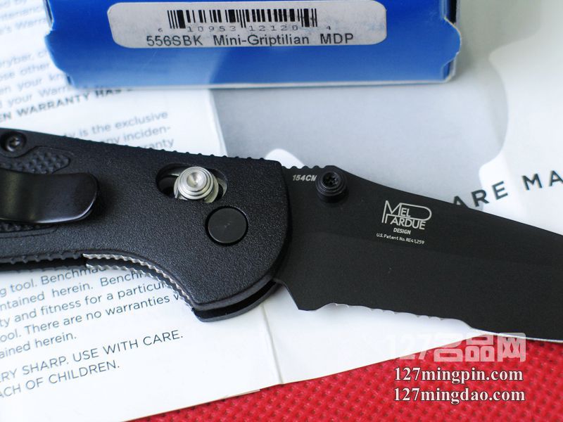 美国蝴蝶BENCHMADE 556SBK 迷你支配者 黑色半齿折刀