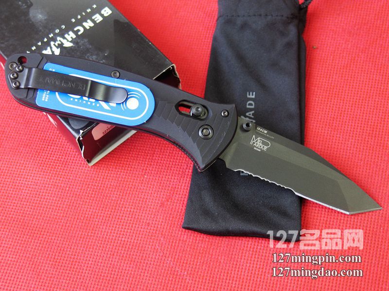 美国蝴蝶BENCHMADE 523SBK 双向止滑手柄头半齿战术折刀