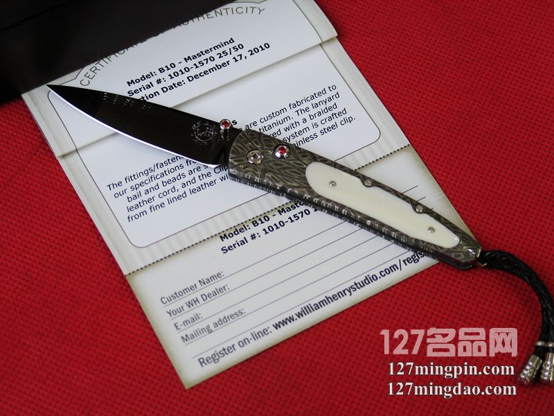 美国威廉亨利William Henry B10-1105限量25把大马士革绅士折刀 美国威廉亨利William Henry B10-1105限量25把大马士革绅士折刀