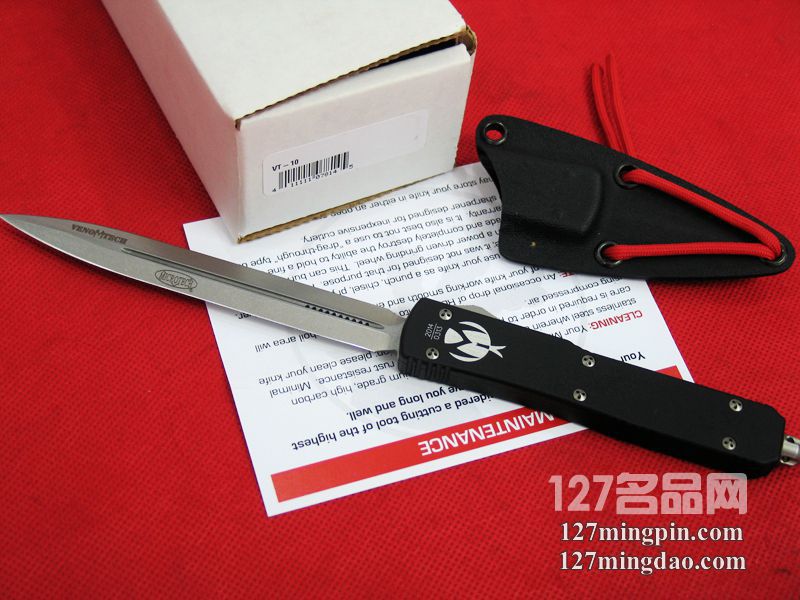 美国微技术MICROTECH VT-10 石洗特别加长刃版直跳刀 美国微技术MICROTECH VT-10 石洗特别加长刃版直跳刀