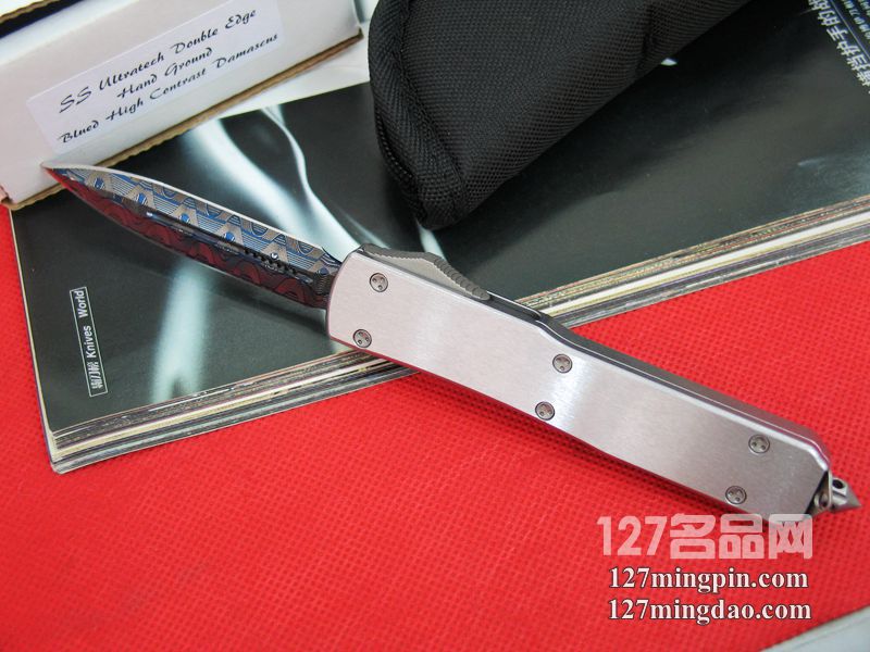 美国微技术MICROTECH D/EOTF蓝色大马士革剑标 定制版直跳