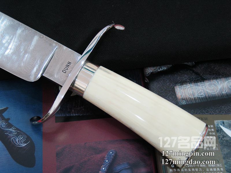 美国手工刀匠“史提夫邓恩”大马士革象牙柄大博伊