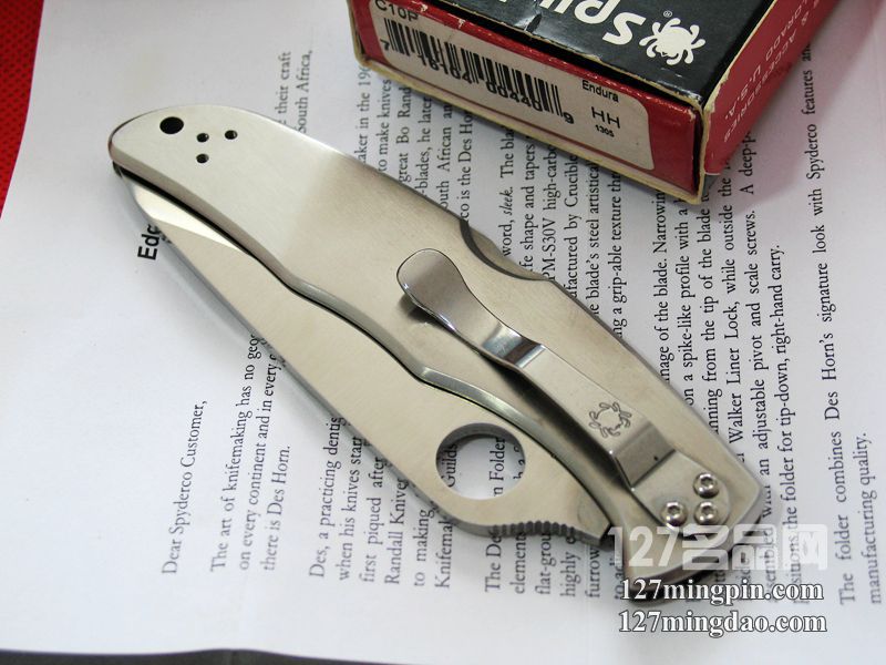 美国蜘蛛SPYDERCO  C10P全钢平刃折刀  127名刀网