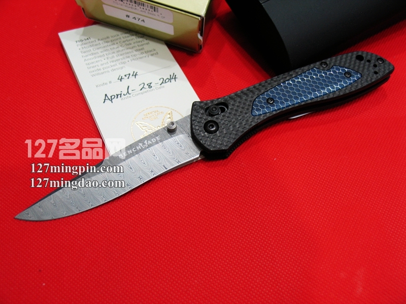 美国蝴蝶BENCHMADE 710-141大马士革 限量版碳纤维柄 美国蝴蝶BENCHMADE 710-141大马士革 限量版碳纤维柄