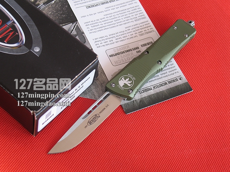 美国微技术 MICROTECH 139-4GR伤齿龙 绿色柄单锋军用直跳 美国微技术 MICROTECH 139-4GR伤齿龙 绿色柄单锋军用直跳