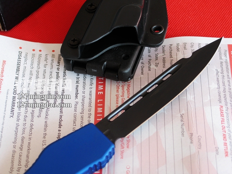 美国微技术MICROTECH 151-1BL 蓝色柄 强力直弹刀