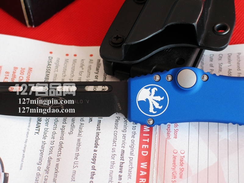 美国微技术MICROTECH 151-1BL 蓝色柄 强力直弹刀