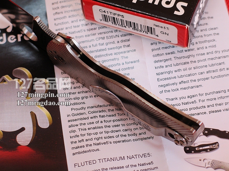美国蜘蛛SPYDERCO C41TIFP5 钛柄经典折刀 
