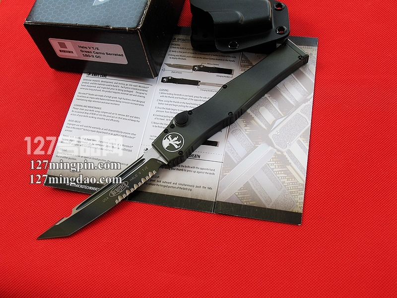  美国微技术MICROTECH 150-2GD 五代军用迷彩柄 半齿强力直弹刀