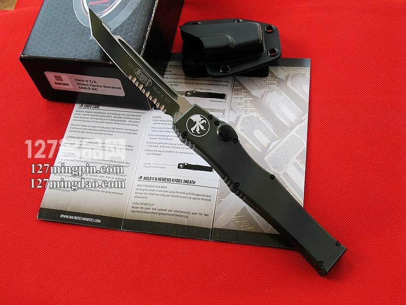  美国微技术MICROTECH 150-2GD 五代军用迷彩柄 半齿强力直弹刀
