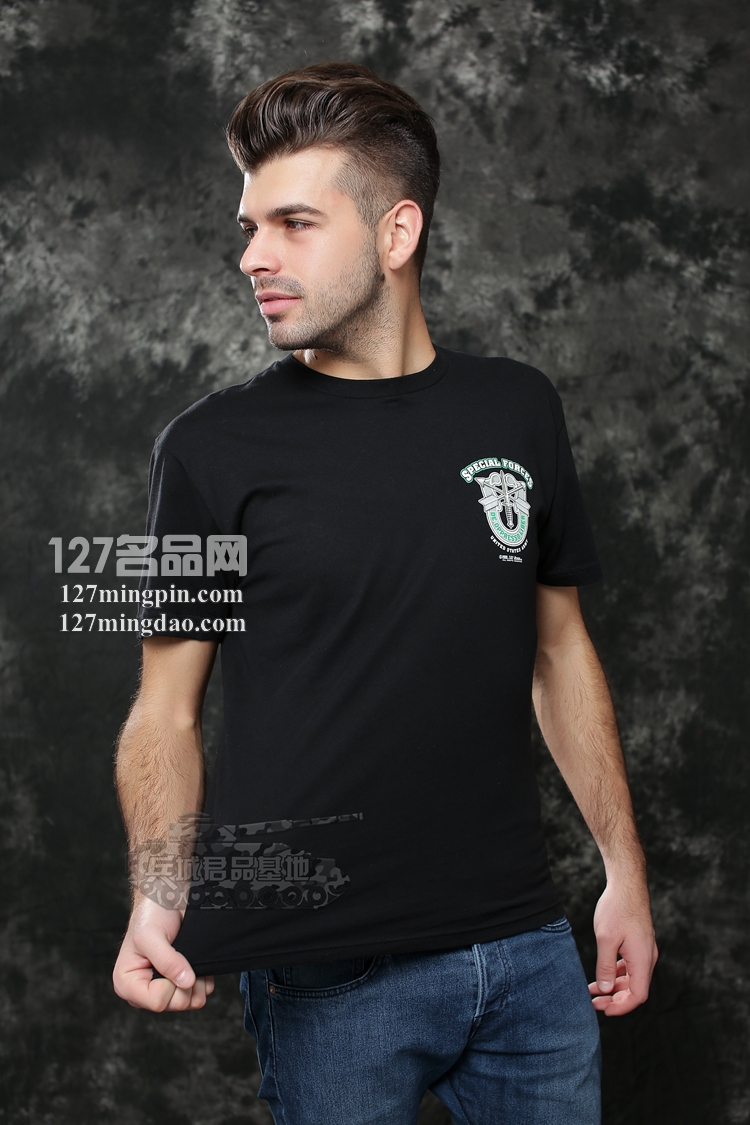 美国7.62 762design男户外短袖棉军迷t恤绿色贝雷帽1384