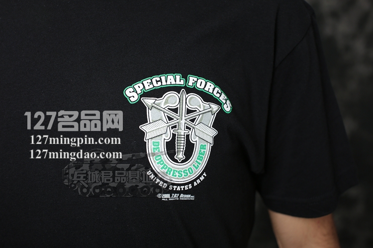 美国7.62 762design男户外短袖棉军迷t恤绿色贝雷帽1384