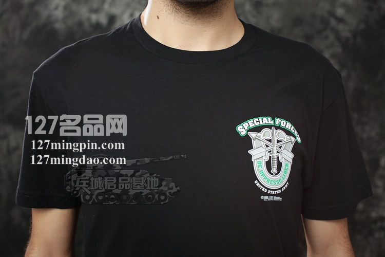 美国7.62 762design男户外短袖棉军迷t恤绿色贝雷帽1384