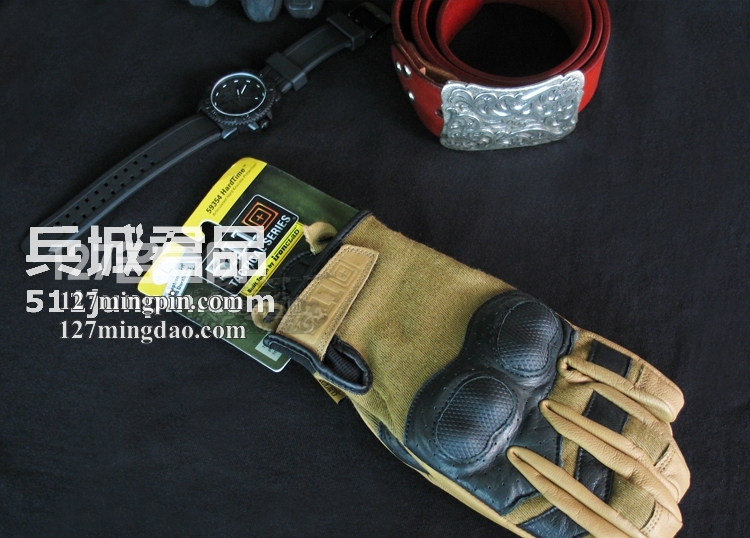 正品 美国5.11男士战术舒适硬壳手套 511全指山羊皮手套59354