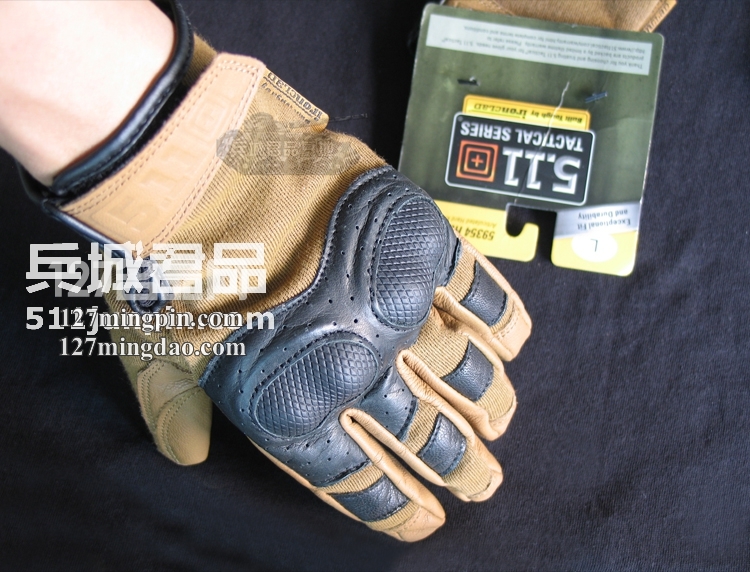 正品 美国5.11男士战术舒适硬壳手套 511全指山羊皮手套59354
