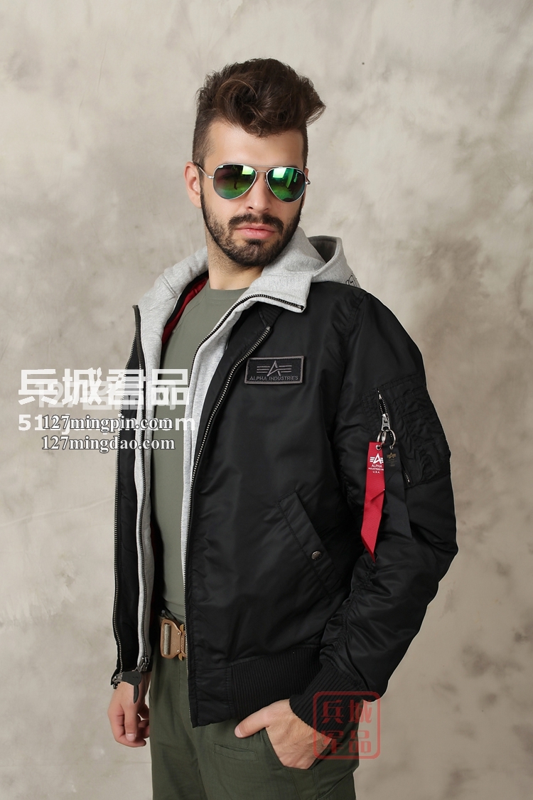 美国正品ALPHA阿尔法 飞行夹克 可拆卸棉帽 MA-1 D-TEC