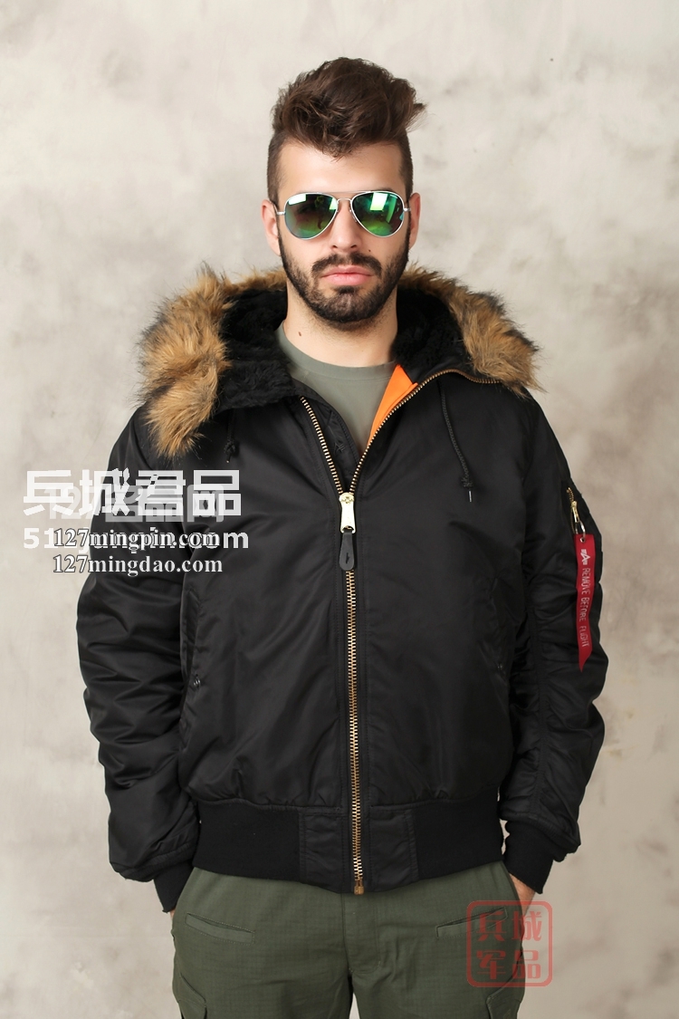 美国正品ALPHA 阿尔法 Hooded MA-1 带毛帽 MA1 飞行员夹克