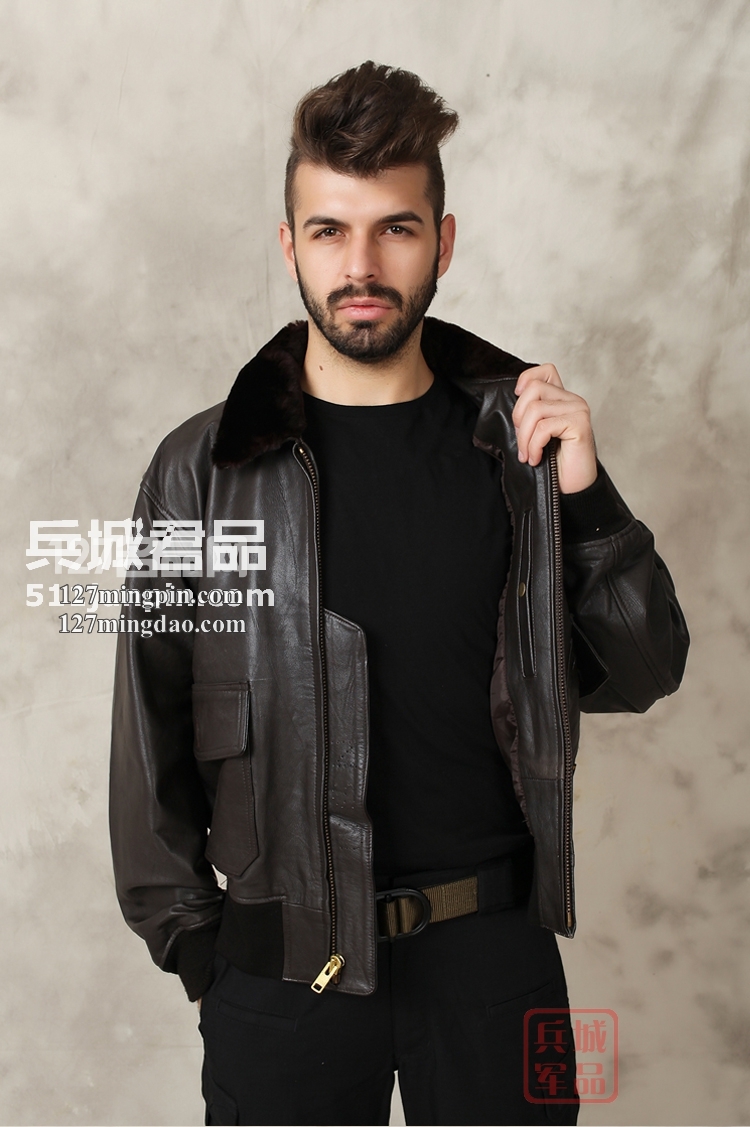 美国正品Alpha阿尔法男装真皮皮衣G1黑/棕山羊皮飞行 美国正品Alpha阿尔法男装真皮皮衣G1黑/棕山羊皮飞行