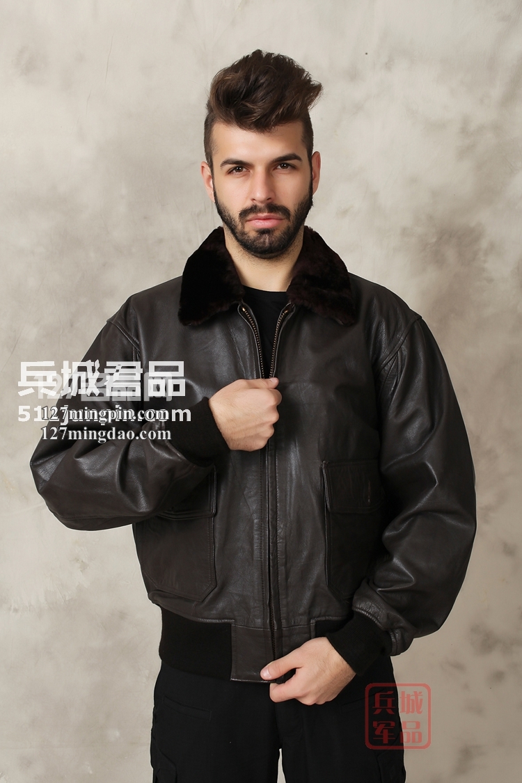美国正品Alpha阿尔法男装真皮皮衣G1黑/棕山羊皮飞行