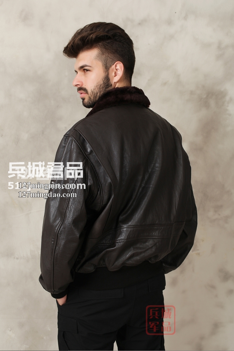 美国正品Alpha阿尔法男装真皮皮衣G1黑/棕山羊皮飞行