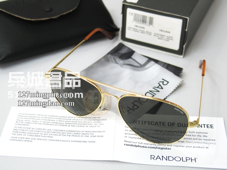 正品美国 Randolph兰道夫 协和机系列雷朋款 弯臂偏光镜 AGX镜