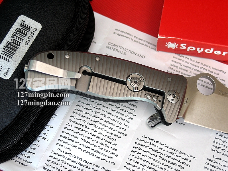 美国SPYDERCO 蜘蛛 C157GTIP钢狮合作版 钛柄一体锁战术折刀