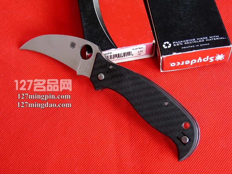美国蜘蛛SPYDERCO C116CFP超级鹰 碳纤维柄鹰爪折刀