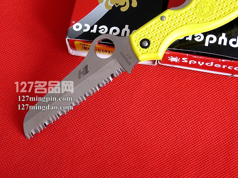 美国蜘蛛SPYDERCO   C89SYL黄色柄水手全齿折刀  127名刀网