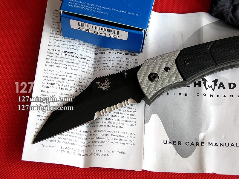 美国蝴蝶Benchmade 425SBK猎鸟半齿折刀 名刀
