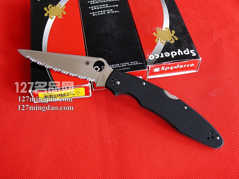 美国蜘蛛SPYDERCO C07GS3 半齿战术折刀 127名品网 美国蜘蛛SPYDERCO C07GS3 半齿战术折刀 127名品网