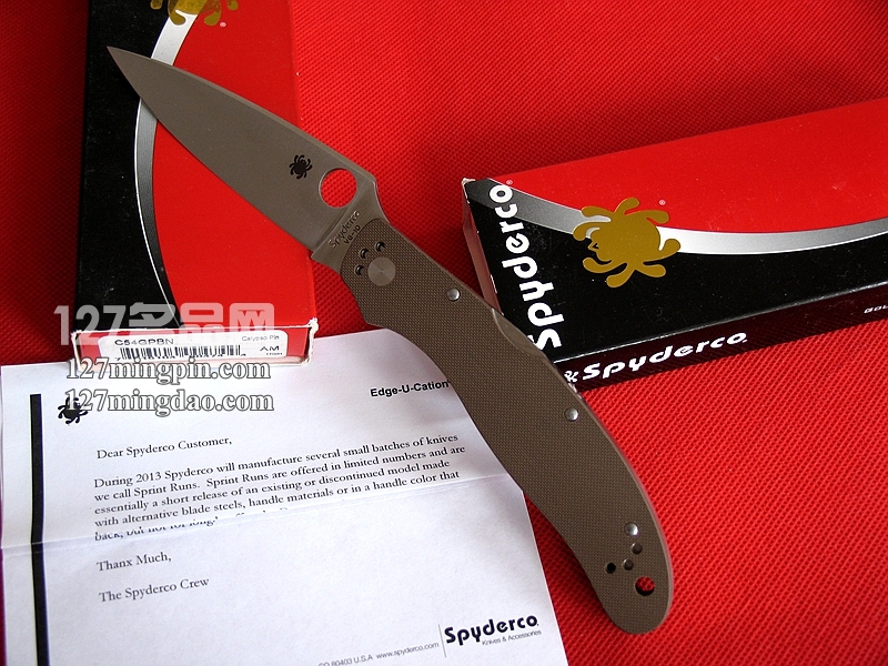 美国SPYDERCO 蜘蛛C54GPBN 新款特别版全刃战术折刀 