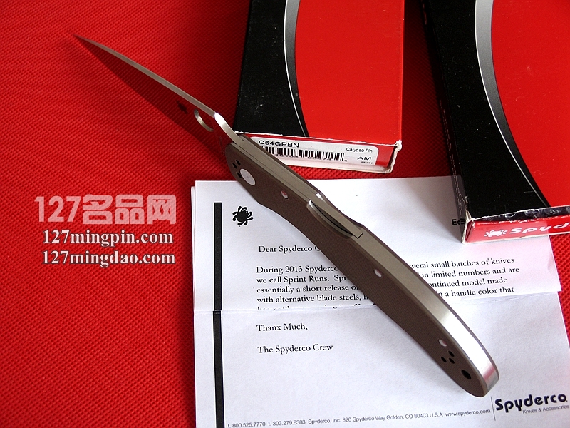 美国SPYDERCO 蜘蛛C54GPBN 新款特别版全刃战术折刀 
