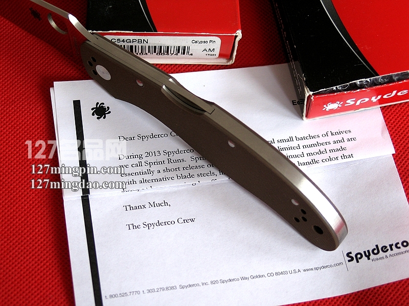 美国SPYDERCO 蜘蛛C54GPBN 新款特别版全刃战术折刀 