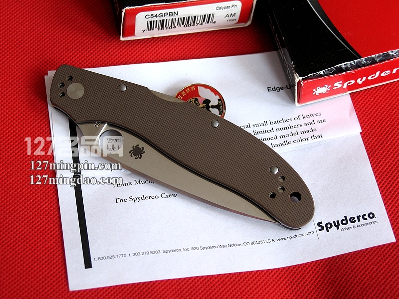 美国SPYDERCO 蜘蛛C54GPBN 新款特别版全刃战术折刀 