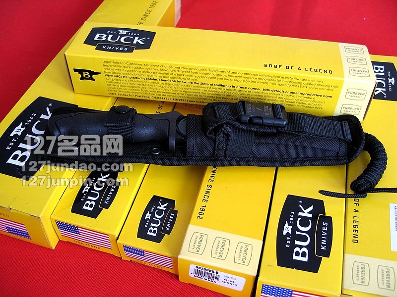 美国BUCK 巴克650BKSTP 夜鹰BUCK与TOPS合作版战术直刀 名刀