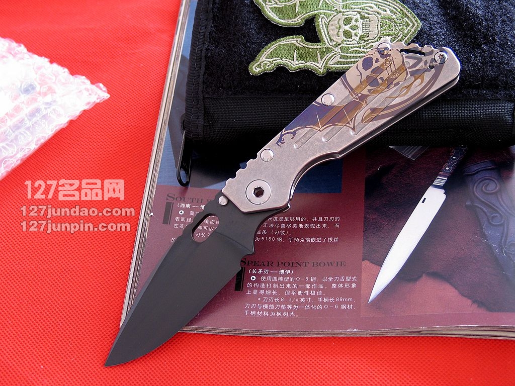 美国挺进者 Strider SMF米克定制版钛柄战术折刀 军刀 美国挺进者 Strider SMF米克定制版钛柄战术折刀 军刀