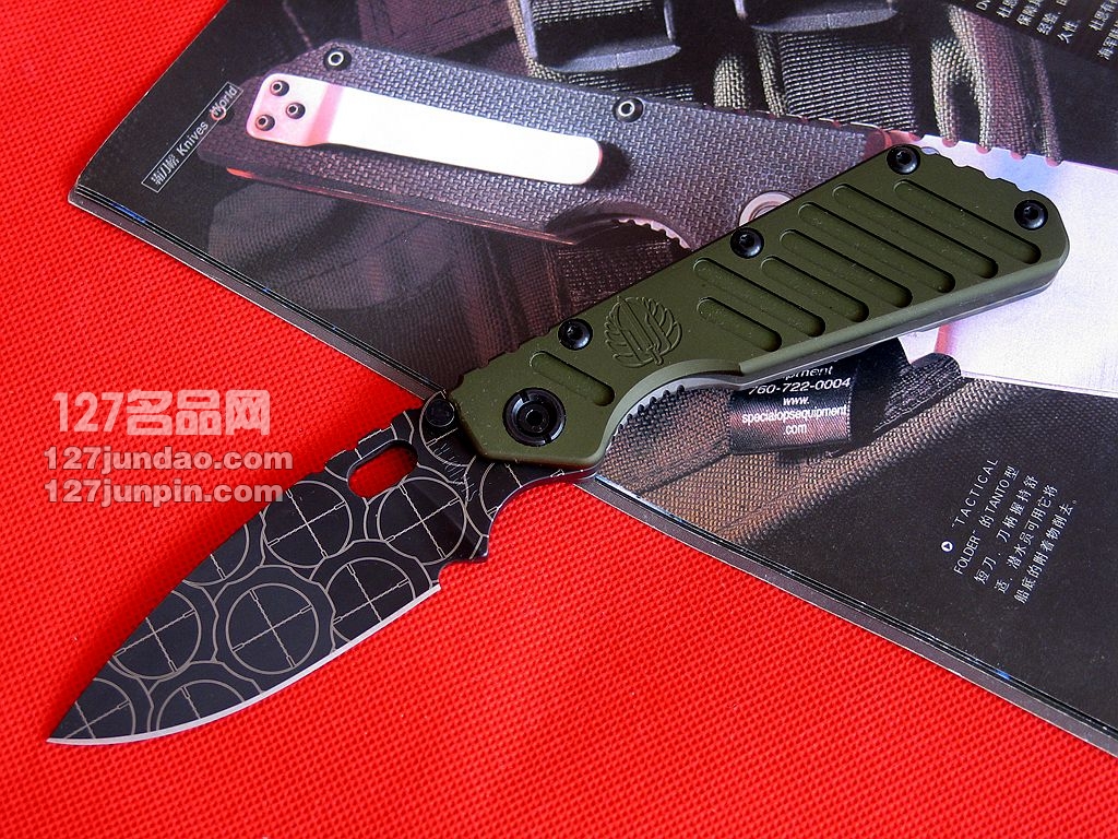 美国挺进者Strider st手工花纹军版折刀 美国挺进者Strider st手工花纹军版折刀