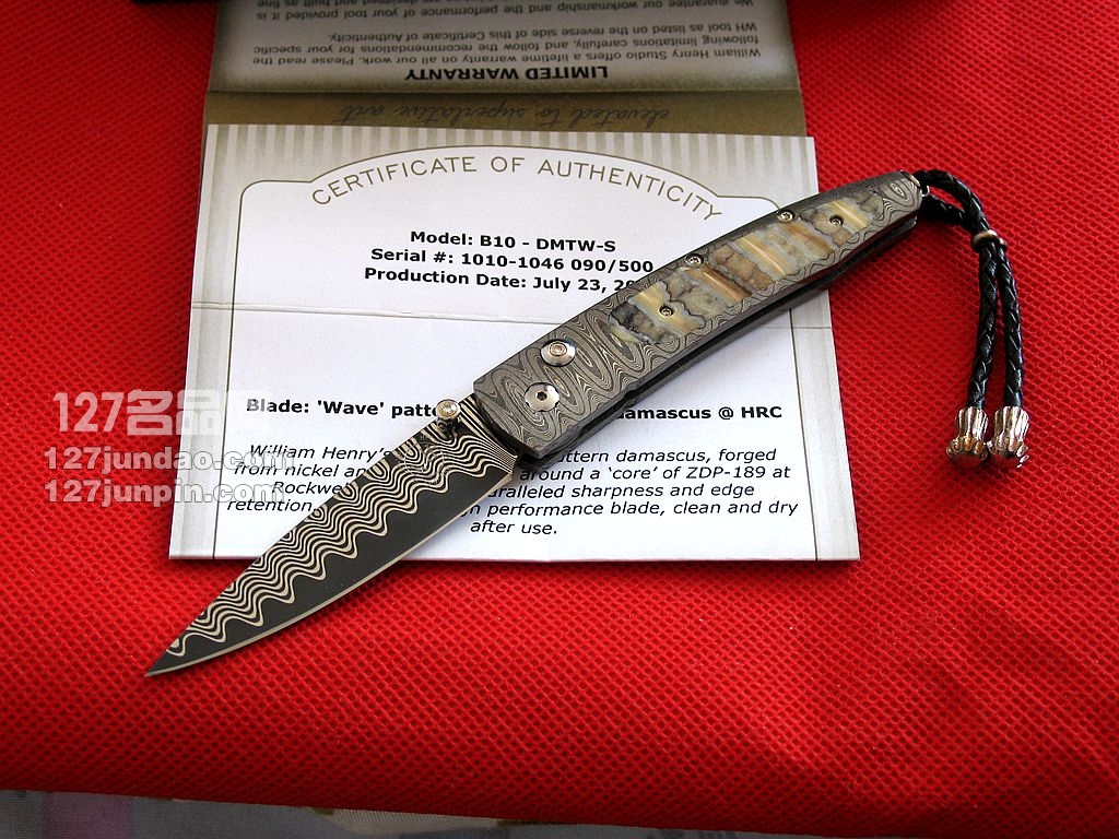 威廉亨利William Henry B10 DMTW S猛马象牙化石柄限量版高端折刀 威廉亨利William Henry B10 DMTW S猛马象牙化石柄限量版高端折刀